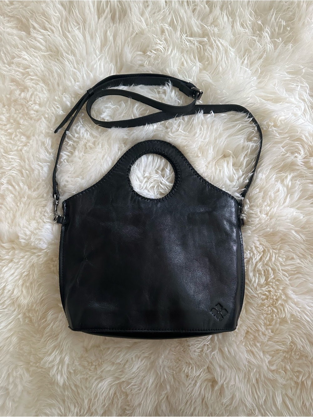 Patricia Nash Leather Moretto Shopper Black Italian Leather Whipstitch